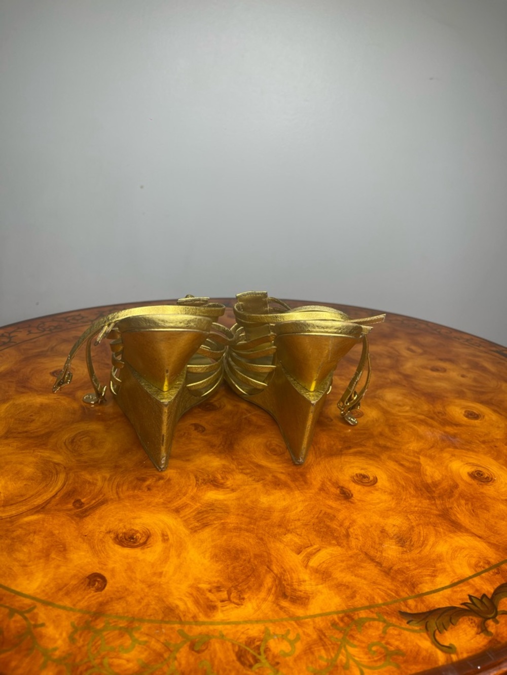 Yves Saint Laurent Metallic Gold Strappy Heels - Picture 3 of 7